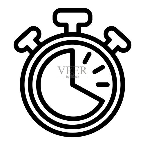 秒表与按钮40秒计时器计时器线图标时间概念时钟矢量标志在白色背景